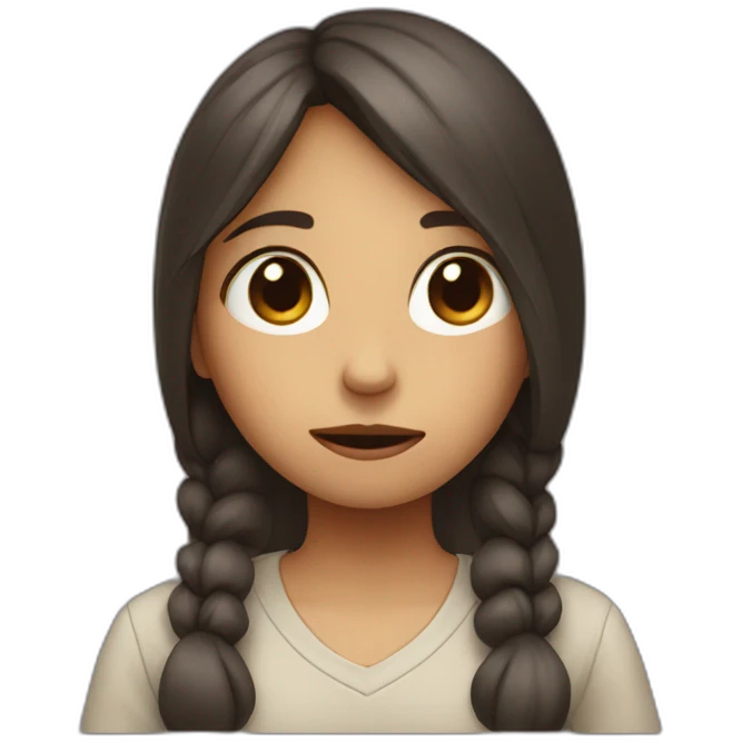 Girl raising hand and sad emoji