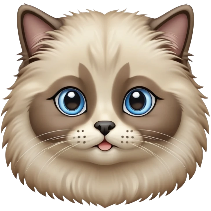 cinematic-adorable-fluffy-brown-seal-ragdoll-cat-portrait-emoji,-head-tilted-cutely-with-big,-sparkling-blue-eyes,-soft-brown-seal-colored-fur-with-darker-points-on-the-ears,-face,-and-paws,-simplified-yet-irresistibly-adorable-features, emoji