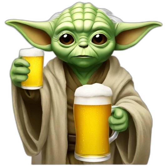 Yoda drinking a beer emoji