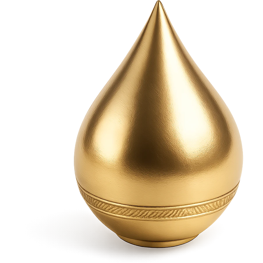 a single gold drop, shiny and metallic, gold emoji style, with a subtle shadow emoji