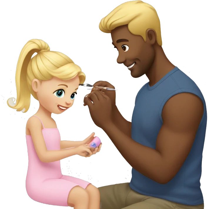 blonde babydaughter gives blonde dad a manicure emoji