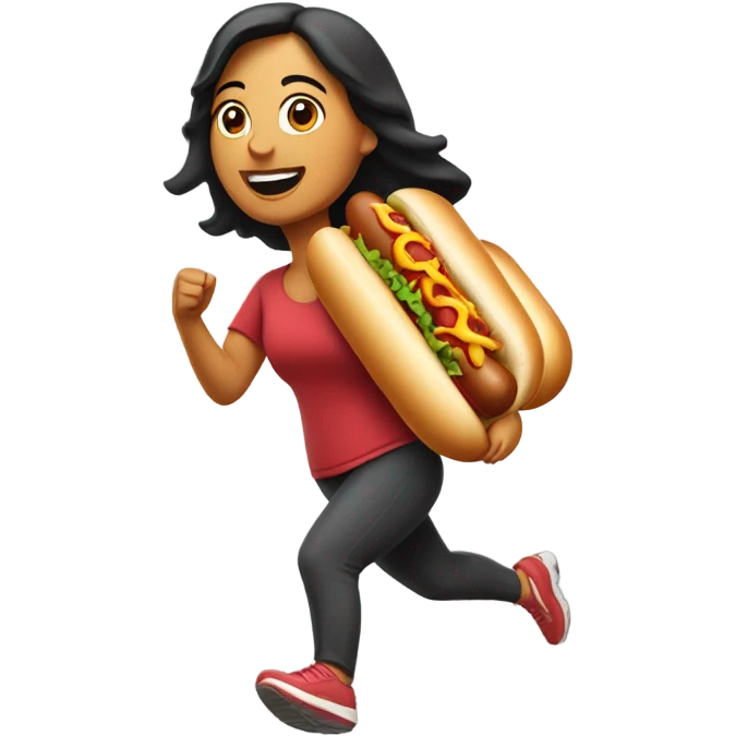 Mexican woman running with a hotdog  emoji