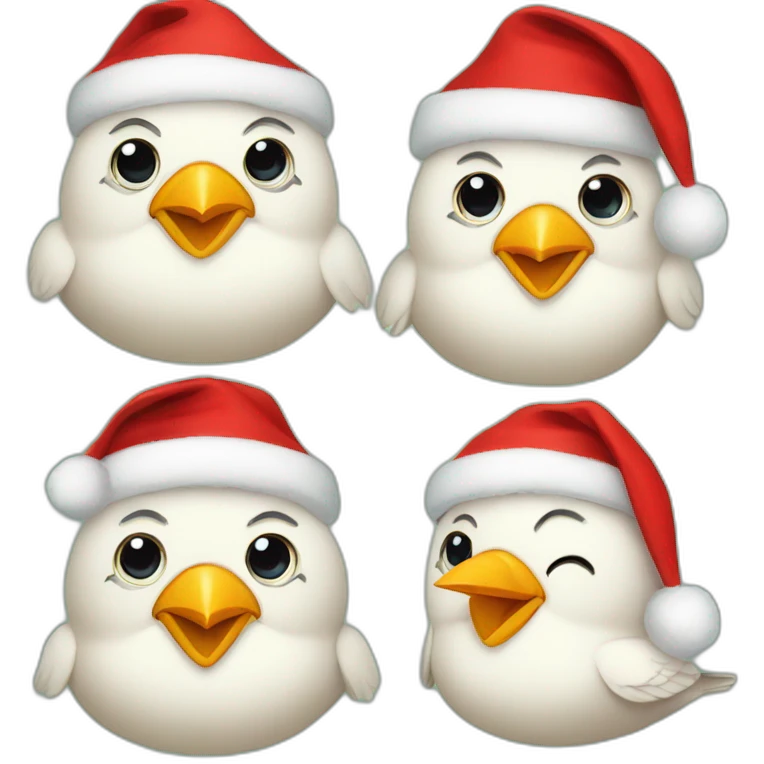 cute Fat Bird Santa wearing red scarf just head emoji