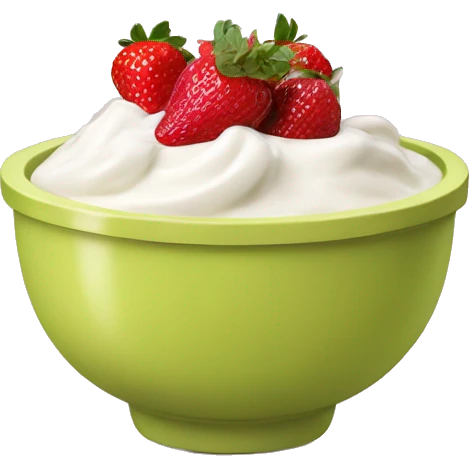 yogurt bowl with strawberries and bananas  emoji