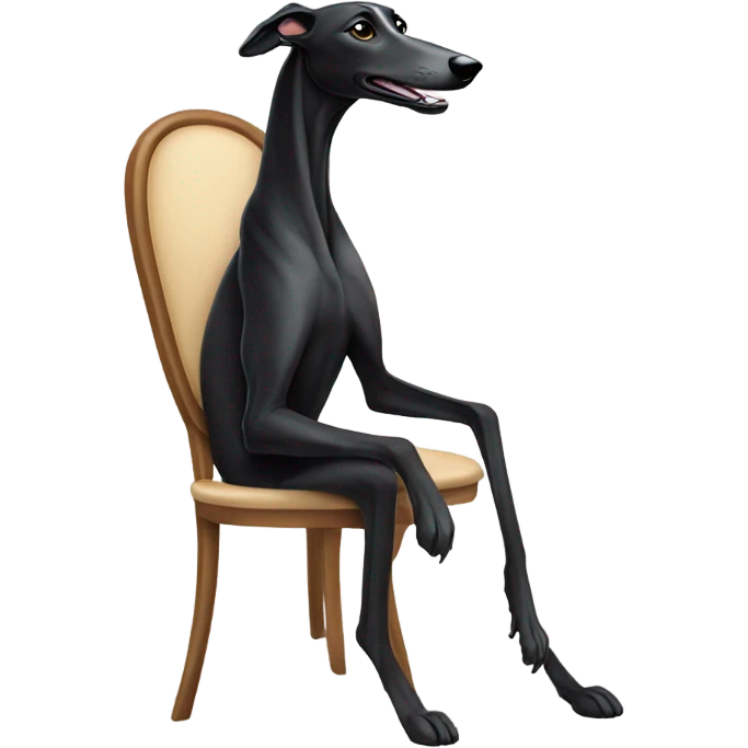 Black greyhound sitting in chair emoji