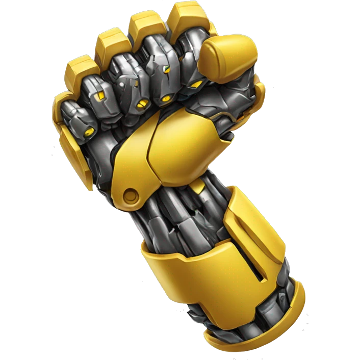 Yellow mechanical cyborg bicep that’s flexing emoji