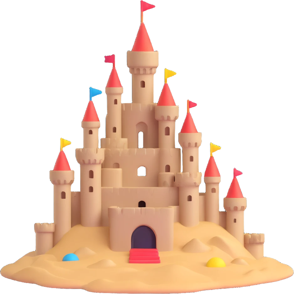 whimsical multi-tower sand castle toy emoji