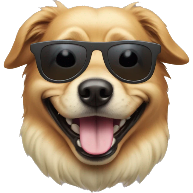 Laughing dog with black hoddie and multi colour sunglasses face  emoji