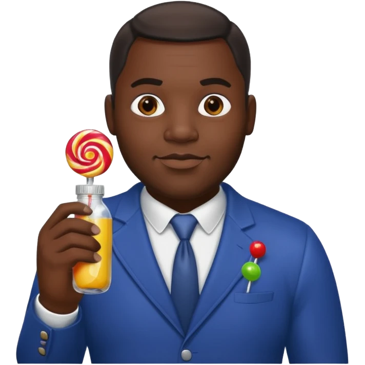 Big Sexy black man hold a bottle and a lollipop emoji