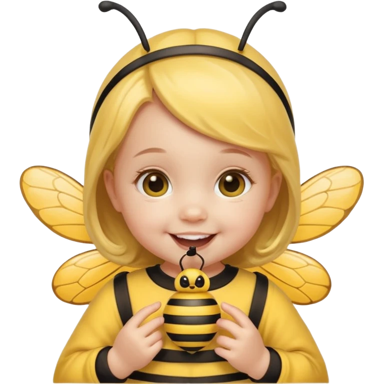 baby girl with pacifier dressed as a bee emoji