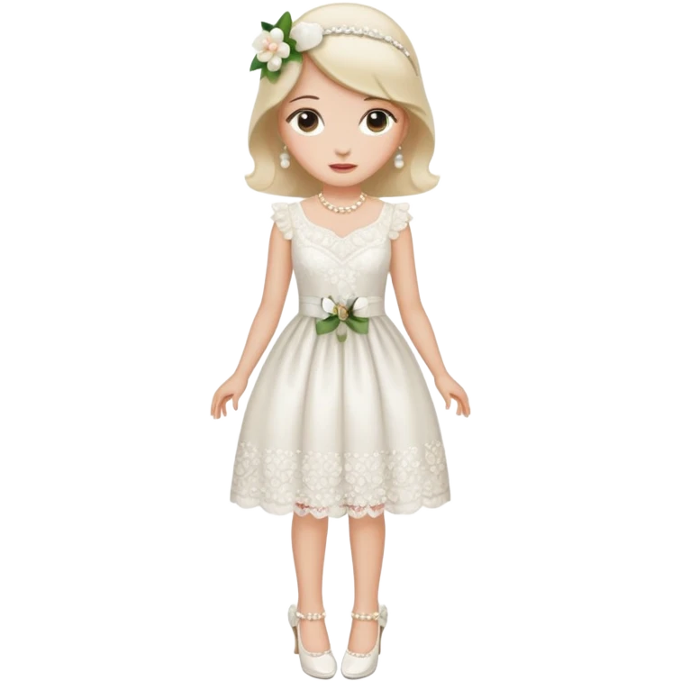 bows, pearls,lace and flower white heel emoji
