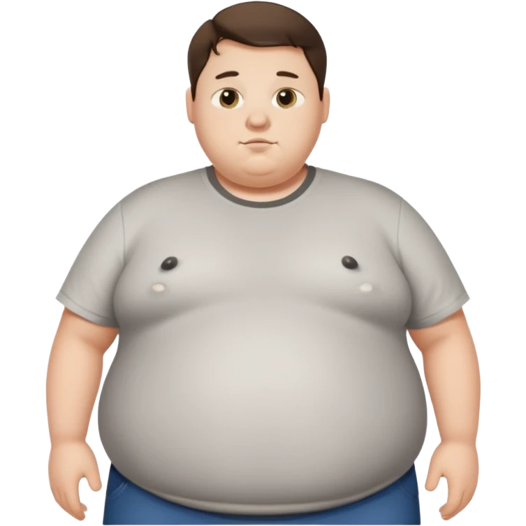 obese 20 year old brunette white male with large belly showing emoji