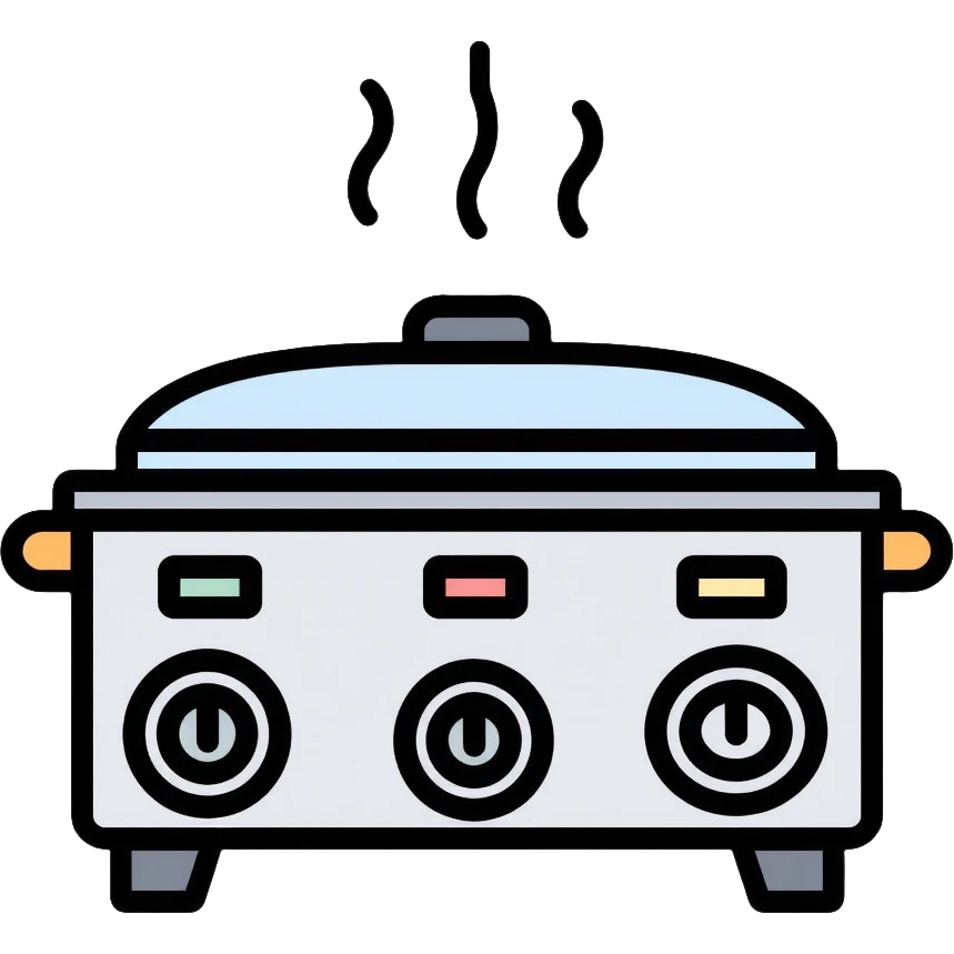 electric kitchen cooker with control knobs emoji