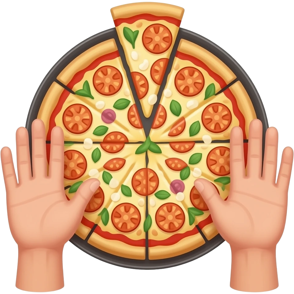 human hands and fingers spread on pizza emoji