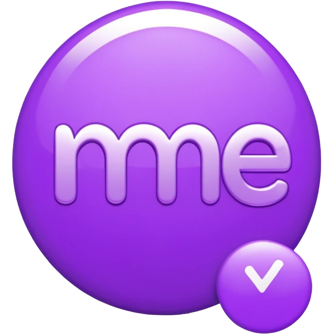 3D text that spells "me" in a shiny purple font sticker emoji