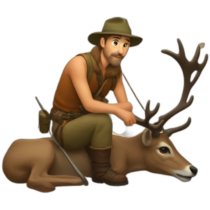 Hunter with a dead cerf emoji