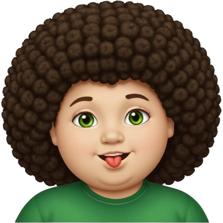 very dark fat boy with afro kissing pretty white girl with long brown hair and green eyes  emoji