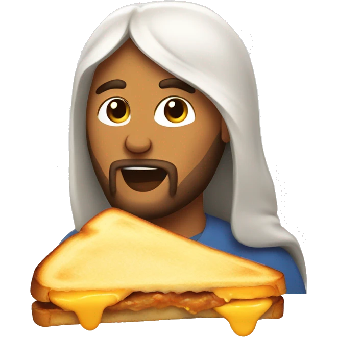 Jesus eating a grilled cheese emoji