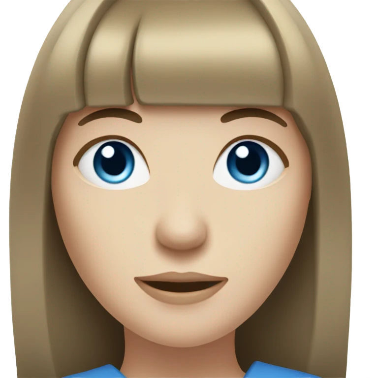pale brunette woman with bangs and blue eyes emoji