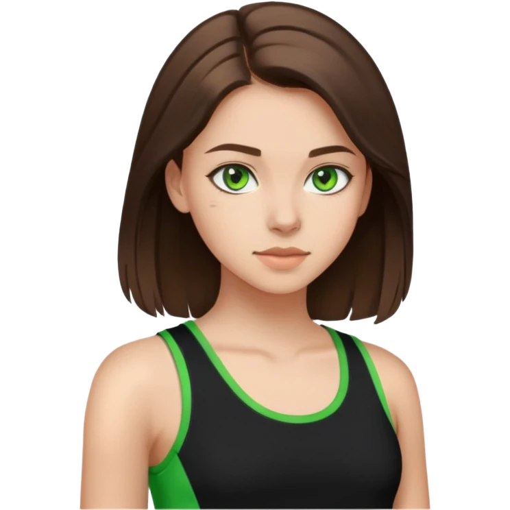 Teen girl, brunette, green eyes, and black tank top  emoji