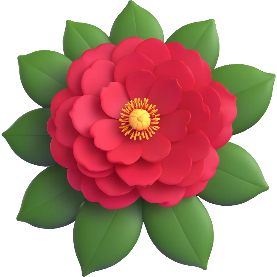 minimalist red camellia with just five layered petals emoji