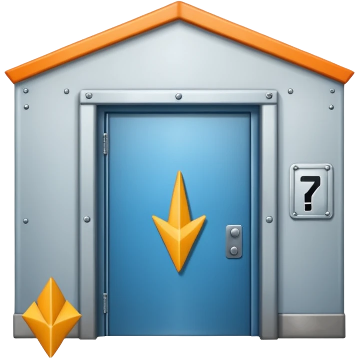 modern warehouse with an arrow that points in through te door emoji
