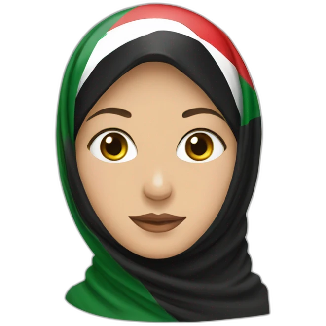 Woman wearing palestine flag hijab emoji