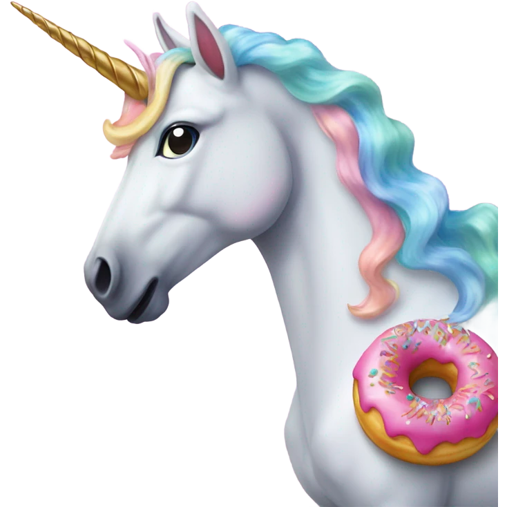 A unicorn eating a doughnut  emoji