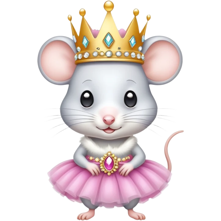 Very elegant and beautiful white mice in a tutu ballet and a jewelled crown emoji