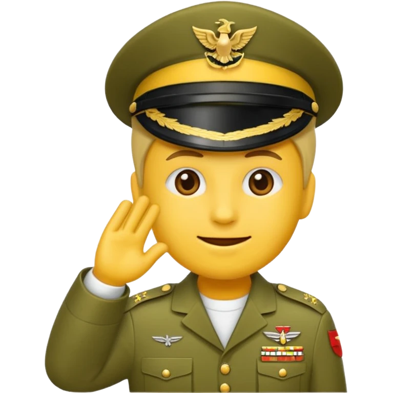 Eine salutierenden Emoji (Hautfarbe: gelb ) in Armee Klamotten männlich salutierend emoji