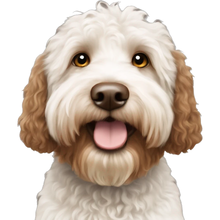australian labradoodle white and brown white face brown body emoji