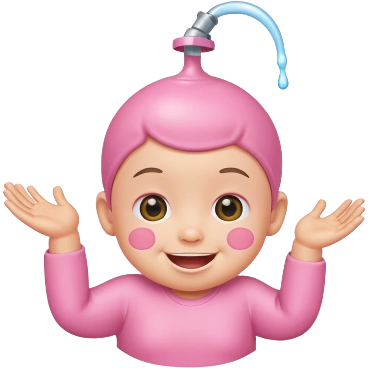 Smiling baby oil pink with silly face emoji