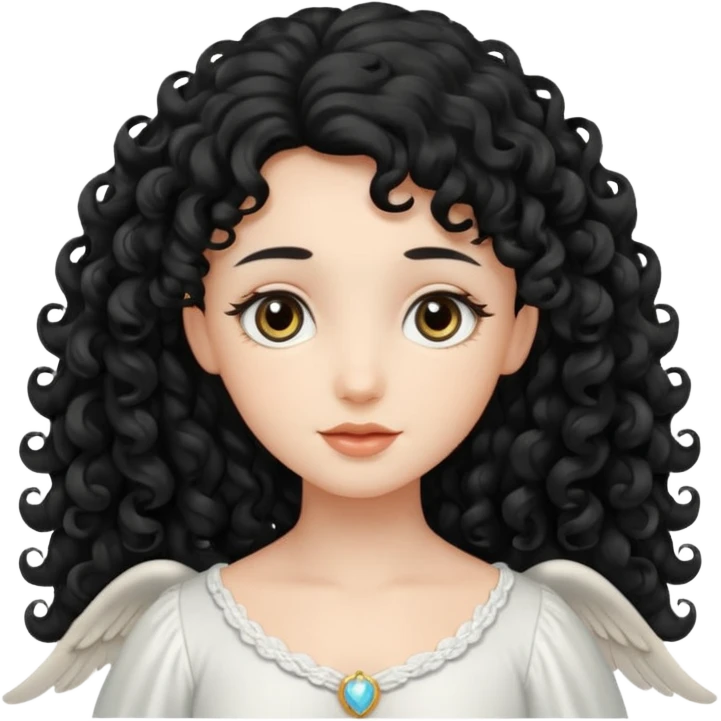 Gentle angel with long black curls emoji