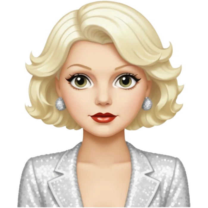Jean Harlow with platinum blonde hair, white sequin outfit emoji