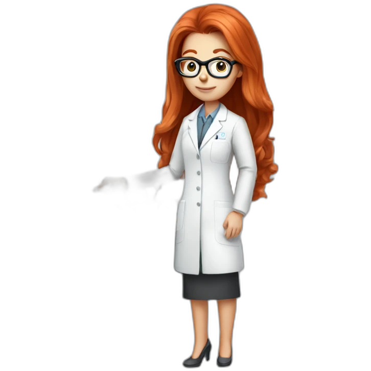 Redhead straight hair with glasses scientist holding mouse on her hand emoji