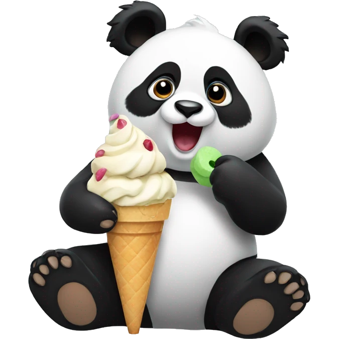 Panda eating ice cream emoji