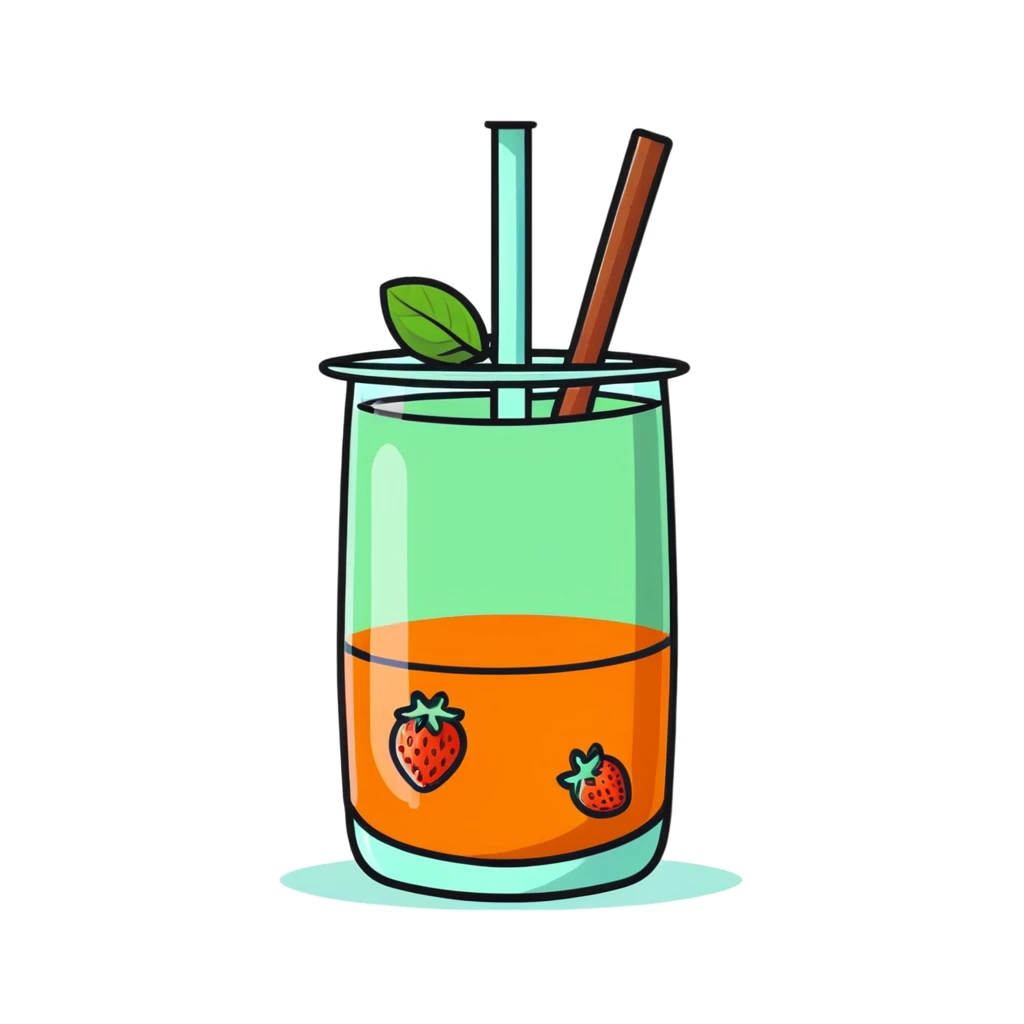 strawberry mint water next to cinnamon and orange water emoji