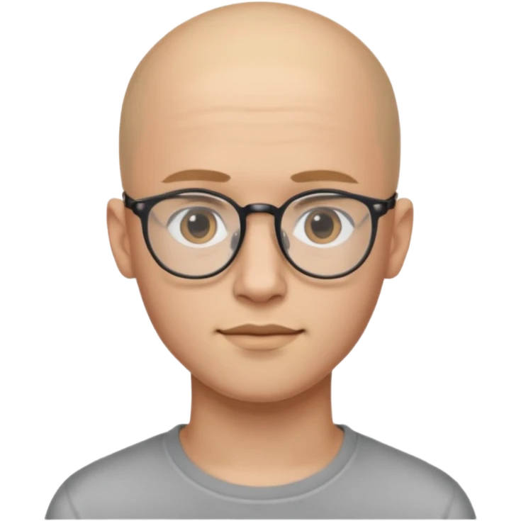 он лысый должен быть очень молодой парень лет 18 , очень тонкие очки, а так же борода нужно прямо еще моложе

 emoji