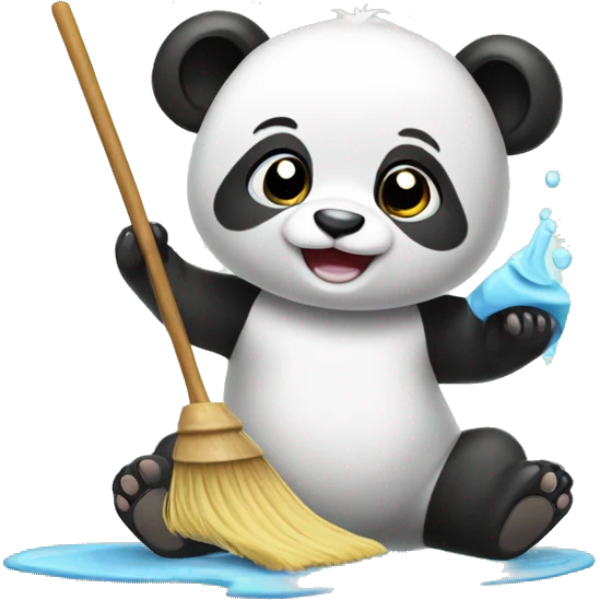 Baby panda cleaning emoji