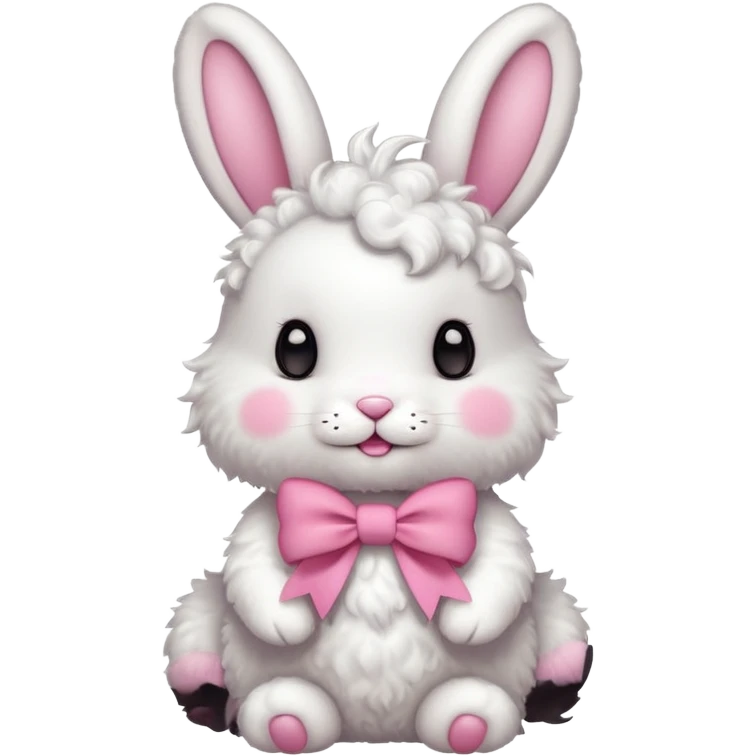 curly white bunny with pink bow emoji