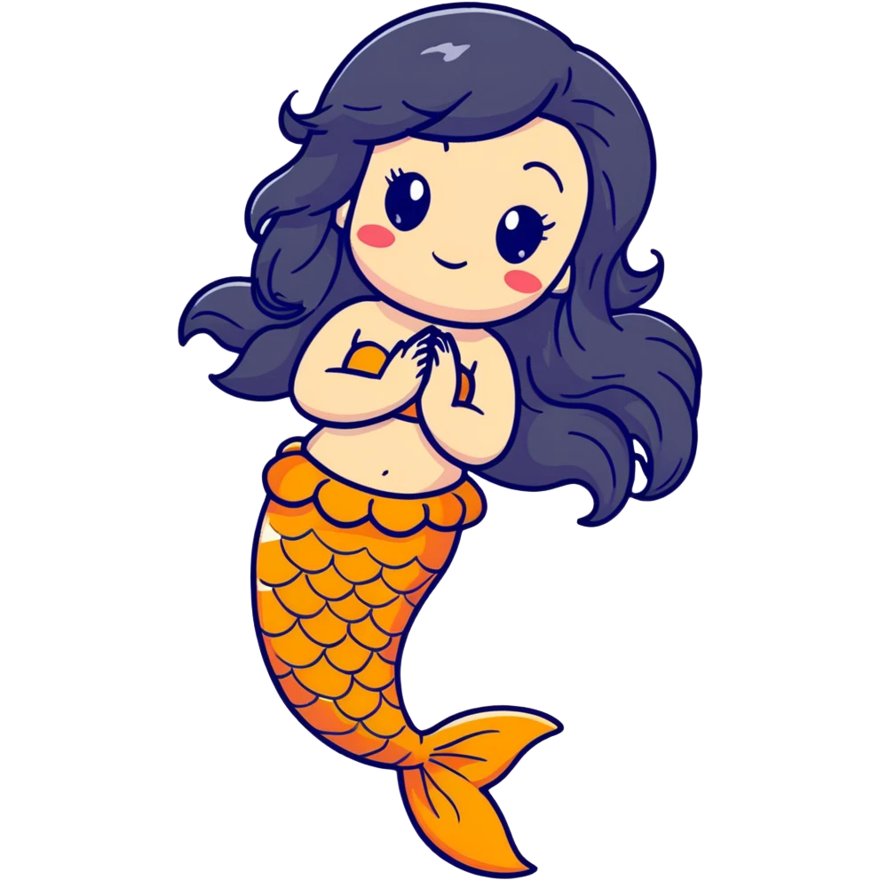 koi mermaid with tanned skin and long black hair emoji