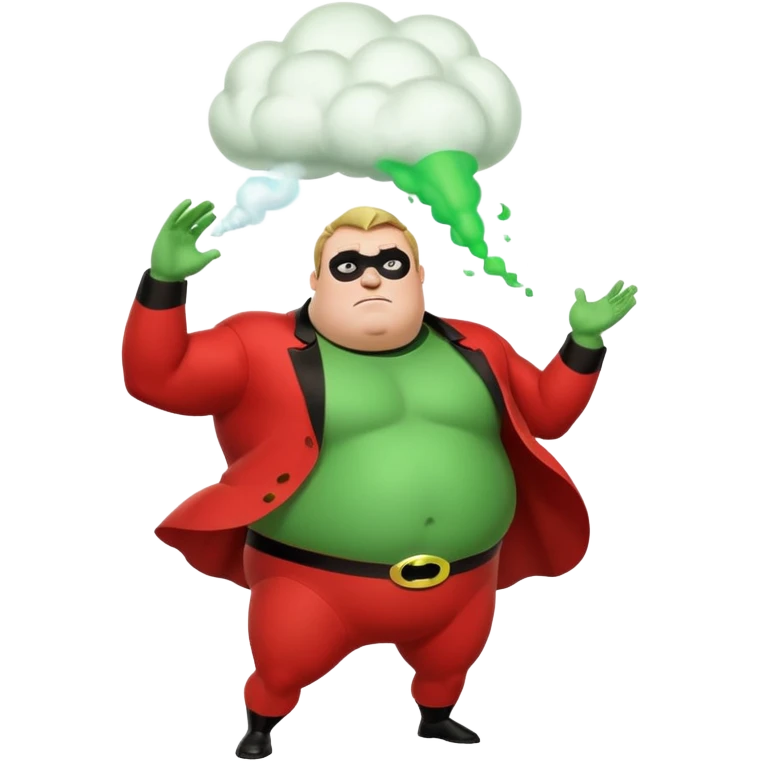 green fat mr incredible farting with giant green fart cloud emoji