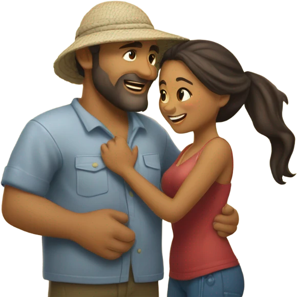 Latina island girl with Caucasian fisherman husband in love on an island  emoji