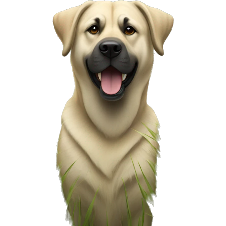 realistic kangal dog in tall grass emoji