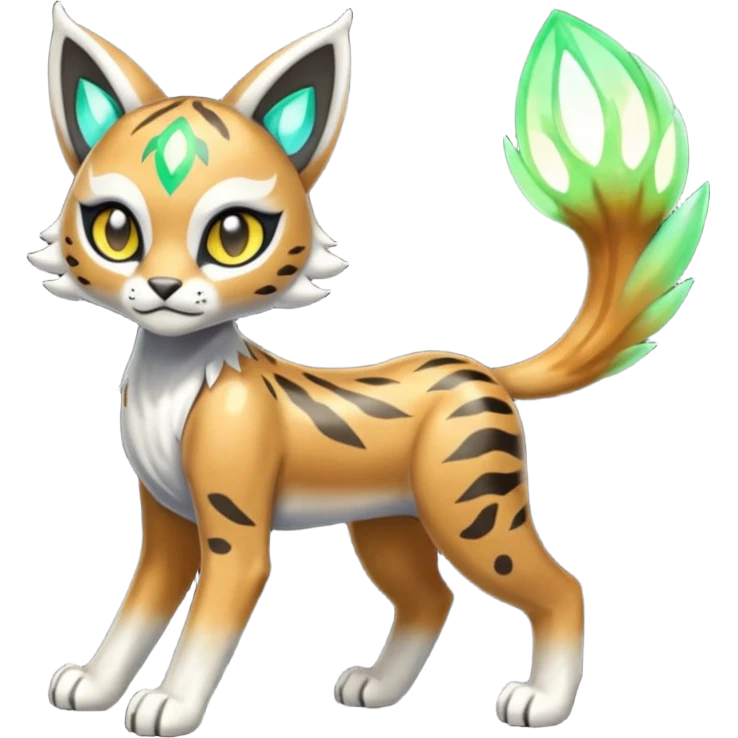Meloetta-Vernid-Bobcat-Primagen-Fionbri-Trico-Protogen-hybrid-fusion-Fakémon-creature, full body emoji