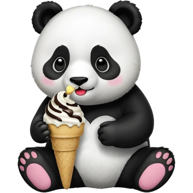 Panda eating ice cream emoji