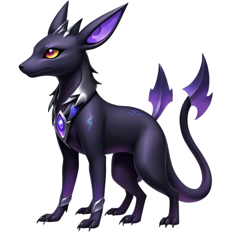 Shiny Dark Edgy Gothic Gloomy Futuristic Salandit-Umbreon-Shaymin-Anubis-Hybrid (Full body) emoji