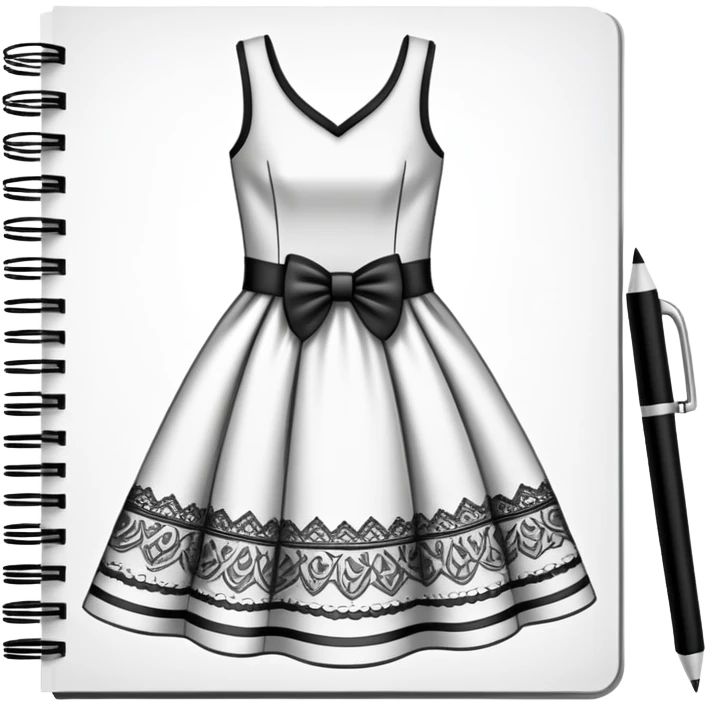 drawing of a dress on a notebook emoji