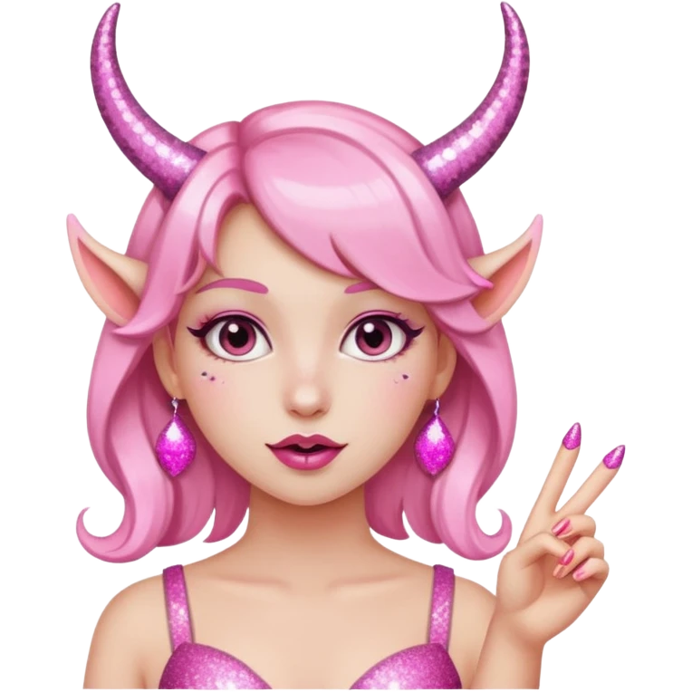 glitter pink girl naughty selfie glitter pink horns emoji