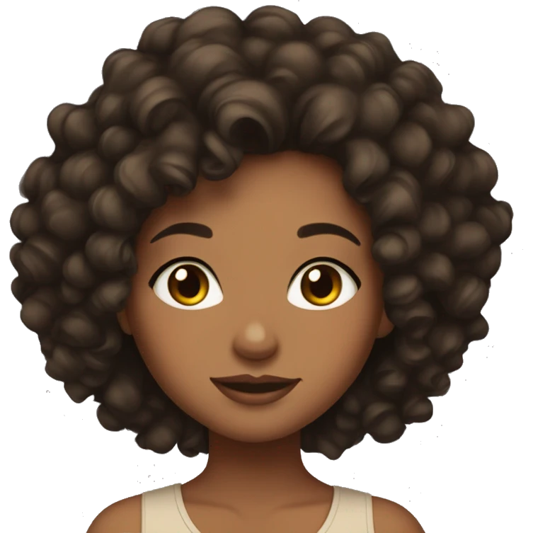 Tan skin girl dark curly hair lashes emoji
